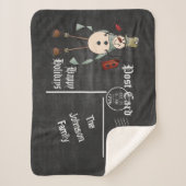 黒板の郵便はがきの古いファッションの青の雪だるま シェルパブランケット (正面)