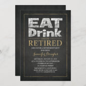 黒板の金ゴールドの効果のフェミニンな退職パーティー 招待状 (正面/裏面)