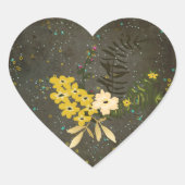 黒板の金銀の星による星座空模様 ハートシール (正面)