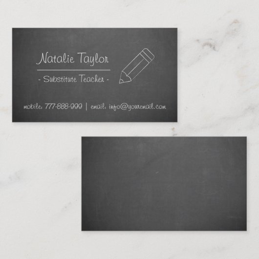 黒板の鉛筆の代用教員の名刺 名刺 (正面/裏面)