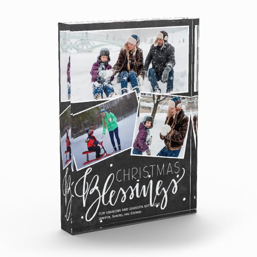 黒板の雪とクリスマス恵み3枚 フォトブロック (左)