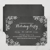 黒板の雪の結晶 ホリデーパーティーの招待状 招待状 (正面/裏面)