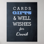 黒板の青いギフトテーブル記号 ポスター (正面)