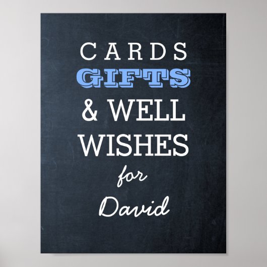 黒板の青いギフトテーブル記号 ポスター (正面)