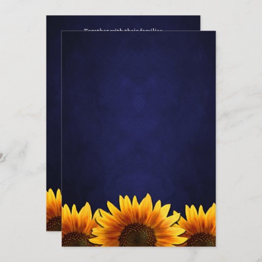 黒板の青いヒマワリの結婚式招待状 招待状 (正面/裏面)