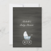 黒板の青い手押車のベビーシャワーの招待状 招待状 (裏面)