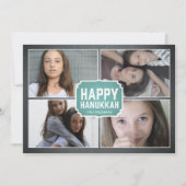 黒板の青によって組み立てられるハヌカーの写真カード シーズンカード (正面)