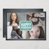 黒板の青によって組み立てられるハヌカーの写真カード シーズンカード (正面/裏面)