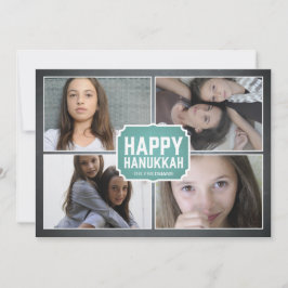 黒板の青によって組み立てられるハヌカーの写真カード シーズンカード