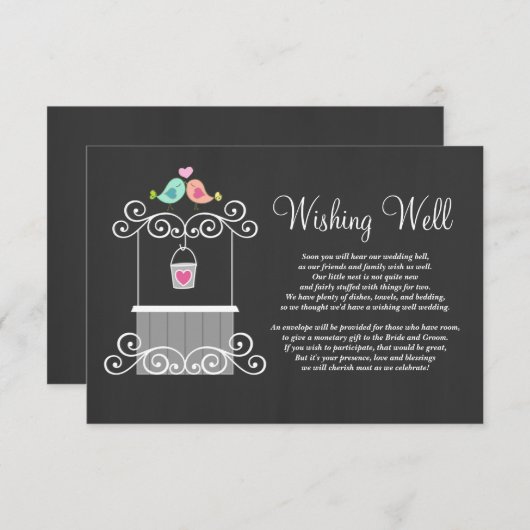 黒板の願い事の井戸の愛の鳥 エンクロージャーカード (正面/裏面)