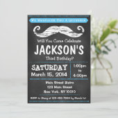 黒板の髭の誕生日のパーティの招待状 招待状 (スタンド正面)