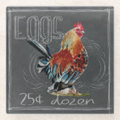 黒板の鶏の卵 ガラスコースター (正面)