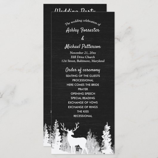 黒板の鹿のクリスマス結婚式プログラム プログラム (正面/裏面)