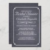 黒板の黒く及び白いブライダルシャワー招待状 招待状 (正面/裏面)