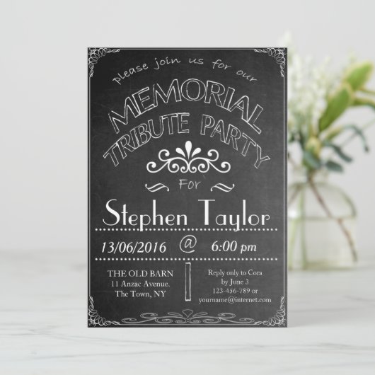 黒板の"記念の捧げ物のパーティー"の招待状 招待状 (スタンド正面)