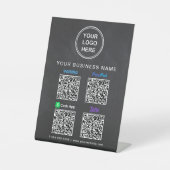 黒板のPaypal Venmo CashApp Zelle QRコード ロゴ 台座サイン (正面)