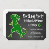 黒板のT-Rex恐竜の誕生日招待状 招待状 (正面/裏面)