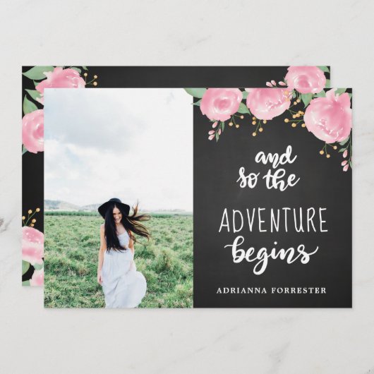 黒板は冒険|の大学院の写真を始めます 招待状 (正面/裏面)