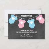 黒板は感謝していしています性はベビーシャワーを明らかにします サンキューカード (正面)