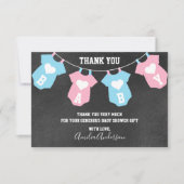 黒板は感謝していしています性はベビーシャワーを明らかにします サンキューカード (正面)