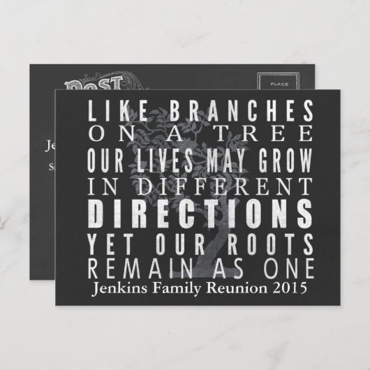 黒板は招待状木の家族会の分岐します インビテーションポストカード (正面/裏面)