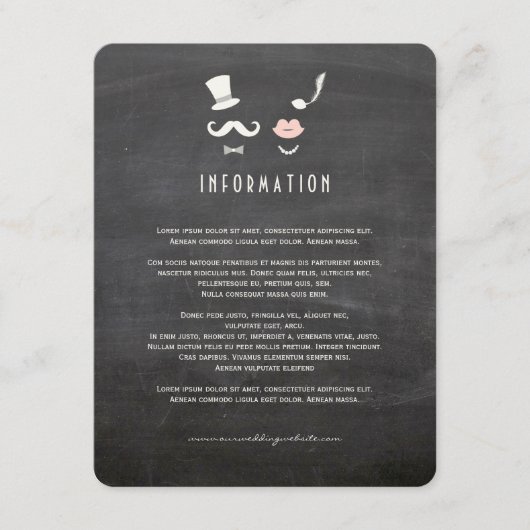 黒板ひげと唇ヴィンテージシック結婚ズ エンクロージャーカード (正面)