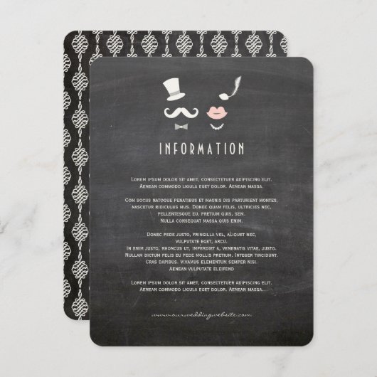 黒板ひげと唇ヴィンテージシック結婚ズ エンクロージャーカード (正面/裏面)