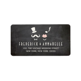 黒板ひげと唇ヴィンテージシック結婚ズ ラベル