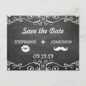 黒板ひげ唇ヴィンテージ日付を保存 案内ポストカード (正面)