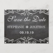 黒板ひげ唇ヴィンテージ日付を保存 案内ポストカード (正面)