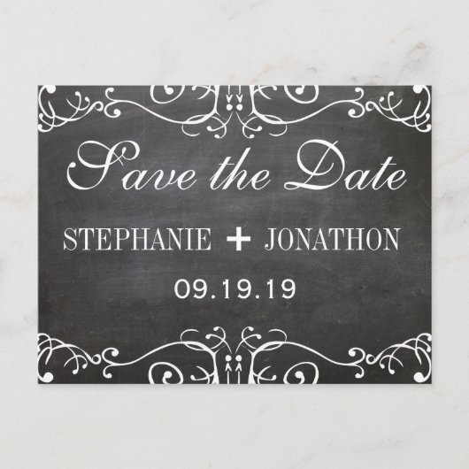黒板ひげ唇ヴィンテージ日付を保存 案内ポストカード (正面)