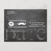 黒板ひげ唇ヴィンテージ日付を保存 案内ポストカード (裏面)