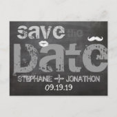 黒板ひげ唇ヴィンテージ日付を保存 案内ポストカード (正面)