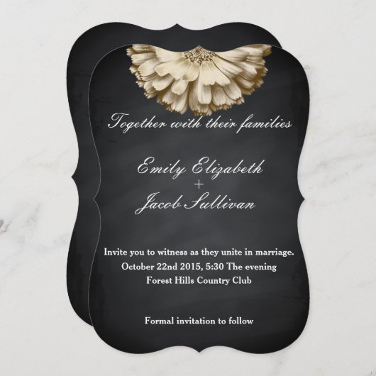 黒板ひまわりインスパイアの結婚数 セーブザデート (正面/裏面)