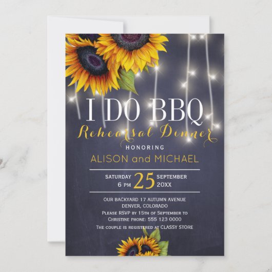 黒板ひまわりバーベキューのリハーサル 招待状 (正面)