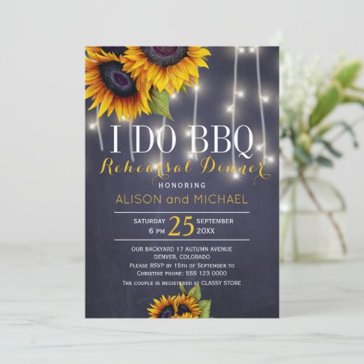 黒板ひまわりバーベキューのリハーサル 招待状 (スタンド正面)
