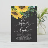 黒板ひまわり及びユーカリブライダルシャワー 招待状 (スタンド正面)
