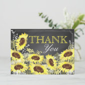 黒板ひまわり素朴がモダンありがとう サンキューカード (スタンド正面)