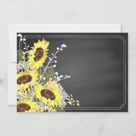 黒板ひまわり素朴がモダンありがとう サンキューカード (裏面)