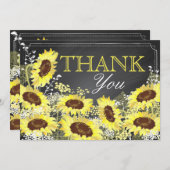 黒板ひまわり素朴がモダンありがとう サンキューカード (正面/裏面)