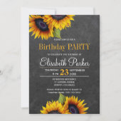 黒板ひまわり素朴な誕生日パーティー 招待状 (正面)