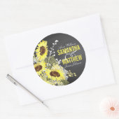 黒板ひまわり素朴結婚のギフトラベル ラウンドシール (封筒)