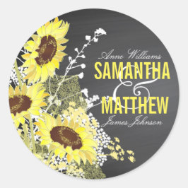 黒板ひまわり素朴結婚のギフトラベル ラウンドシール