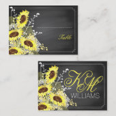 黒板ひまわり素朴結婚の座席表 プレイスカード (正面/裏面)