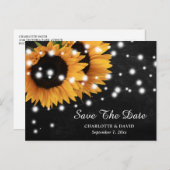 黒板ひまわり結婚式の日付を保存 案内ポストカード (正面/裏面)
