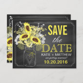 黒板ひまモダン素朴花の日付を保存 案内ポストカード (正面/裏面)