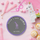 黒板を見て赤ちゃんシャワー – 紫色のキリン ペーパープレート (パーティー)