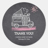 黒板アイスクリームトラック赤ちゃんシャワー ラウンドシール (正面)