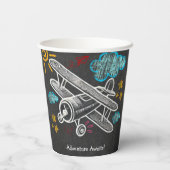 黒板アドベンチャー機飛行機の赤ちゃんシャワーを待つ 紙コップ (裏面)