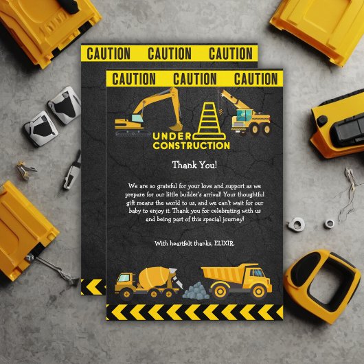 黒板アンダー建築ベビーシャワー サンキューカード